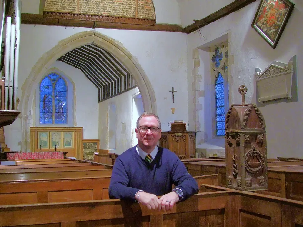 John Vigar exploring Fordwich church in Kent